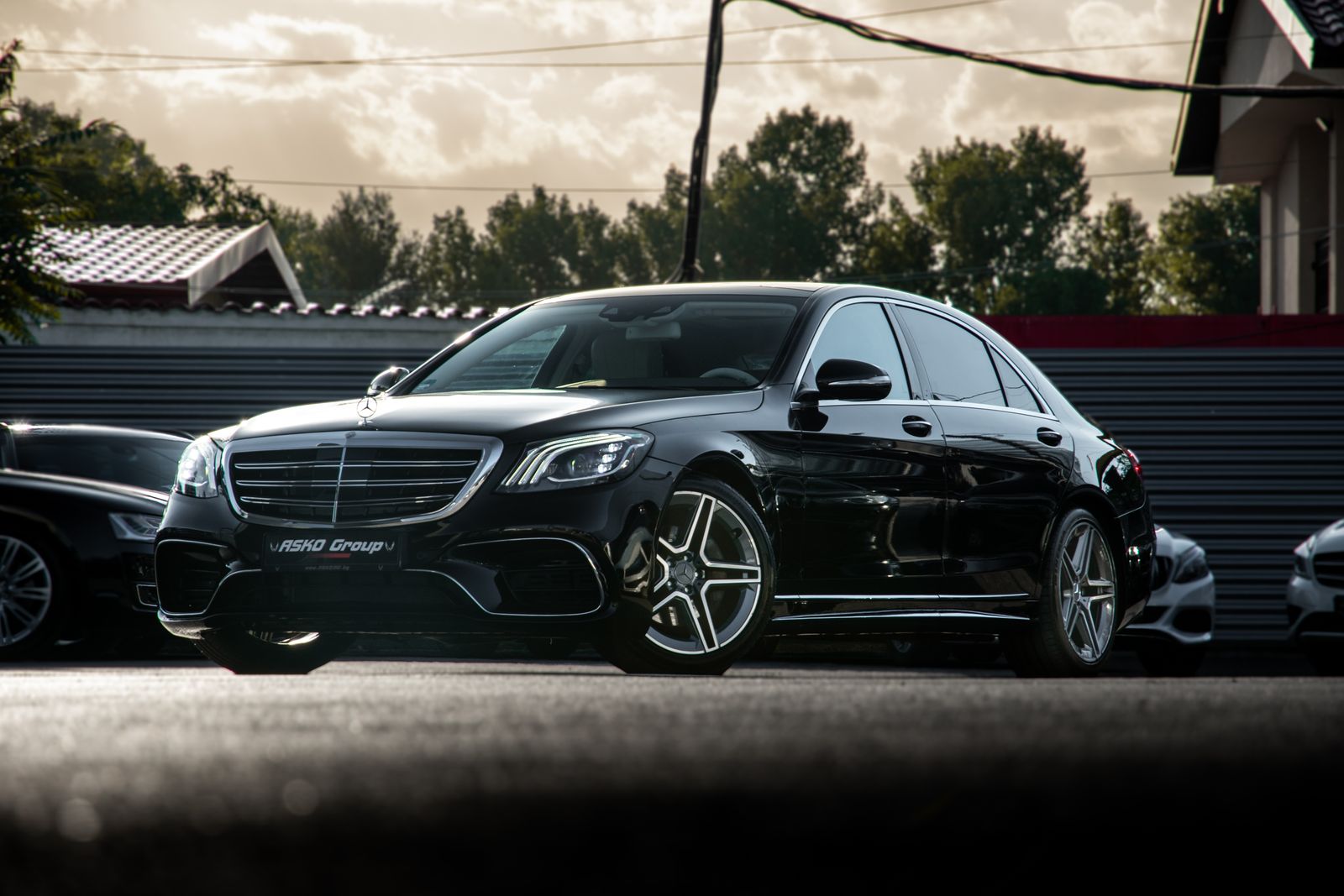 Black Mercedes S-Class front view
