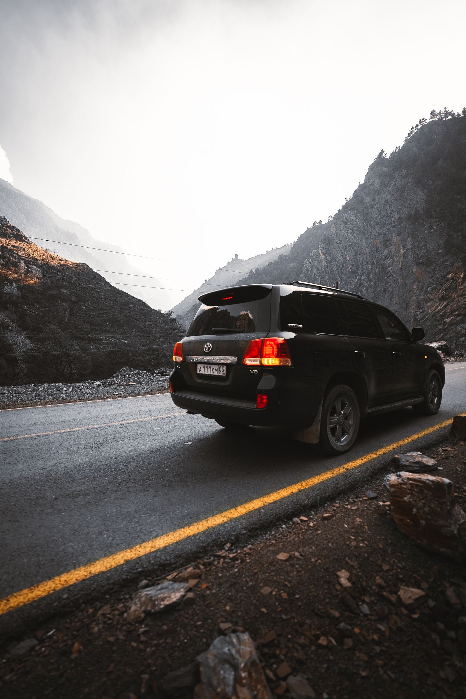 Toyota Land Cruiser on a mountain road