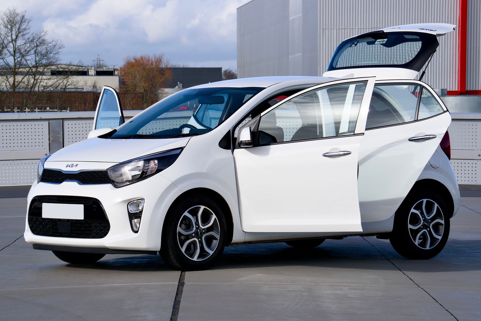 White economy hatchback car